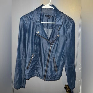 Level 99 sz small chambray style zip up lightweight jacket.
